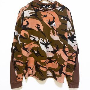 Adidas Men's All Over Print Camo Brown Hoodie with Zipper Sleeves